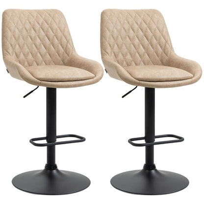 Adjustable 360° Swivel Bar Stools Set of 2 - Chic Khaki Kitchen Seating