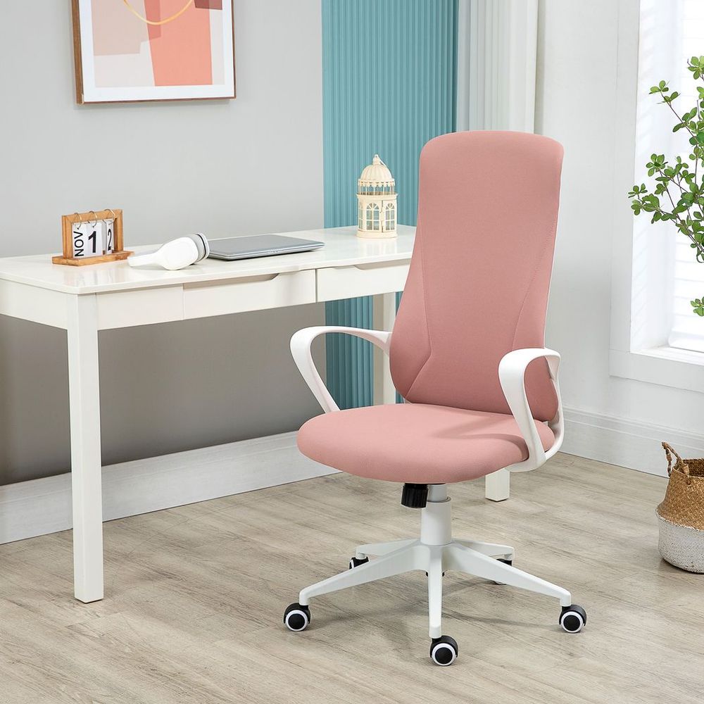 Vinsetto Pink High-Back Office Chair - Adjustable Comfort for Your Workspace