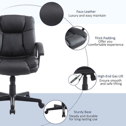 Premium Swivel Executive Office Chair - Ergonomic PU Leather, Adjustable Height