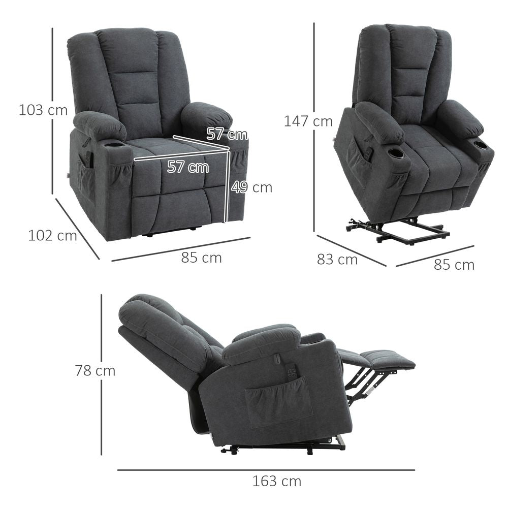Elevate & Relax: Grey Lift Recliner Chair w/ Remote - Perfect for Seniors