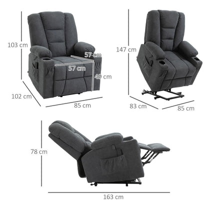 Elevate & Relax: Grey Lift Recliner Chair w/ Remote - Perfect for Seniors