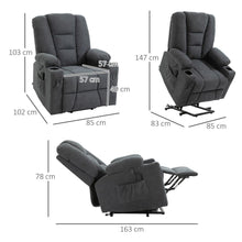 Load image into Gallery viewer, Elevate &amp; Relax: Grey Lift Recliner Chair w/ Remote - Perfect for Seniors
