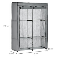 Load image into Gallery viewer, Versatile Portable Fabric Wardrobe with Shelves &amp; Hanging Rails - Light Grey
