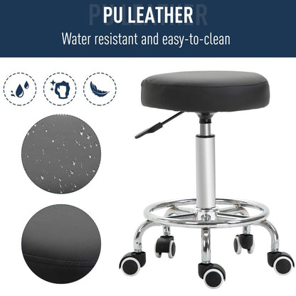 Premium Adjustable PU Leather Stool with Footrest for Ultimate Comfort