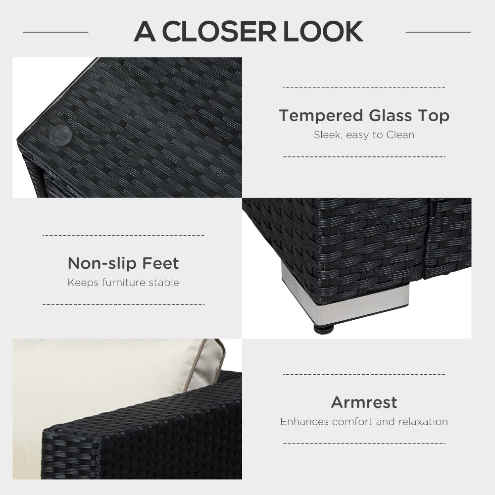 Stylish 4-Piece Rattan Wicker Garden Sofa Set with Storage & Table - Black