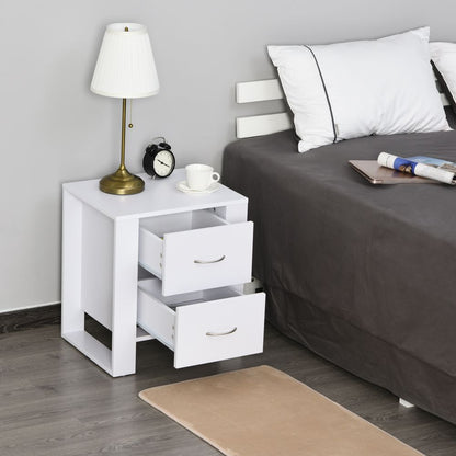 Elegant White 2-Drawer Bedside Table - Modern Storage Solution