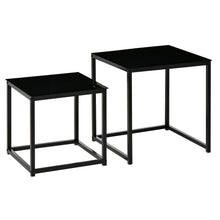 Load image into Gallery viewer, Elegant Nesting Side Tables Set with Tempered Glass Top - Modern Black Design
