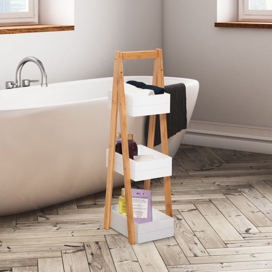 Elegant 3-Tier A-Shape Bamboo Rack for Stylish Bathroom or Living Space
