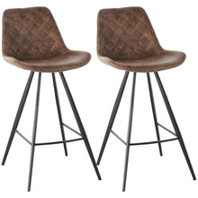 Load image into Gallery viewer, Retro-Chic HOMCOM Set of 2 Padded Bar Stools with Steel Frame - Brown
