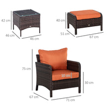 Load image into Gallery viewer, Elegant 2-Seater Rattan Garden Furniture Set with Glass Top Table - Brown
