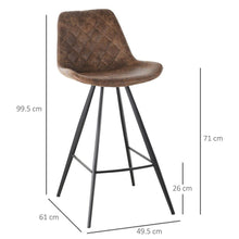 Load image into Gallery viewer, Retro-Chic HOMCOM Set of 2 Padded Bar Stools with Steel Frame - Brown
