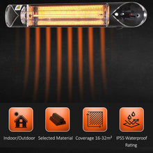 Load image into Gallery viewer, 2000W Electric Infrared Patio Heater Wall Mounted Carbon Fibre Heater Remote
