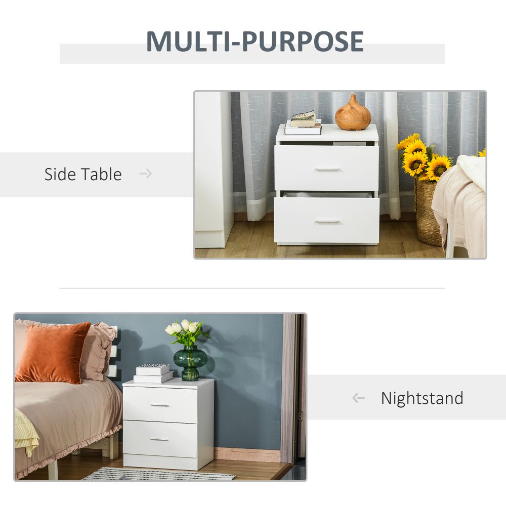 Elegant 2-Drawer Nightstand - Chic Bedside Table for Smart Storage Solutions