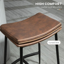 Load image into Gallery viewer, Set of 2 HOMCOM Curved Upholstered Breakfast Bar Stools - Industrial Elegance
