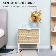 Load image into Gallery viewer, Chic White &amp; Oak 2-Drawer Bedside Table - Perfect for Bedroom &amp; Living Room!
