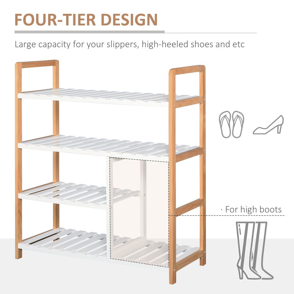 Elegant 4-Tier Wooden Shoe Rack - Stylish Storage for 11 Pairs & Boots