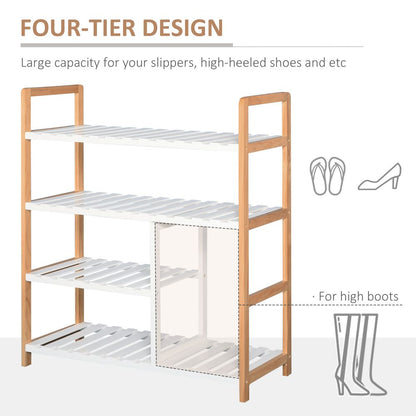 Elegant 4-Tier Wooden Shoe Rack - Stylish Storage for 11 Pairs & Boots