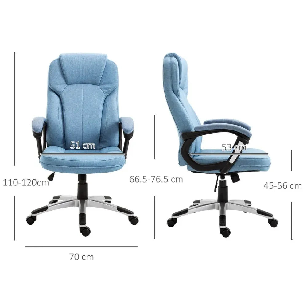 Ergonomic High Back Adjustable Office Chair with Armrests - Stylish Blue Comfort
