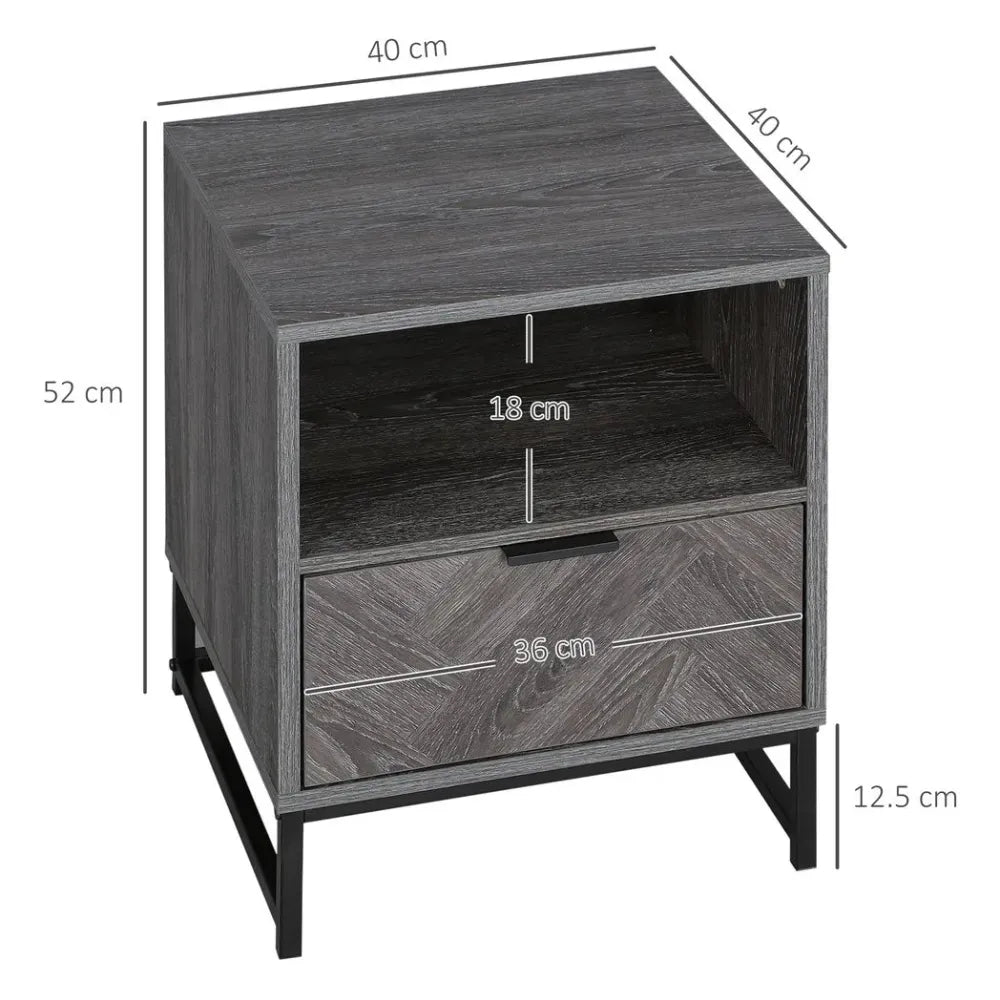 Industrial Chic Nightstand with Drawer & Shelf - Versatile Table for Any Space