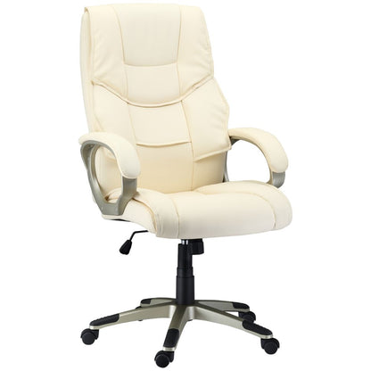 Elegant HOMCOM White Faux Leather Executive Office Chair - Comfort & Style!