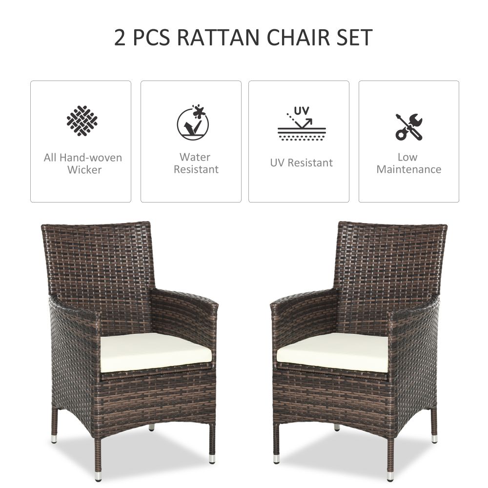 Stylish 2-Seater Outdoor Rattan Chair Set with Cushions & Armrests