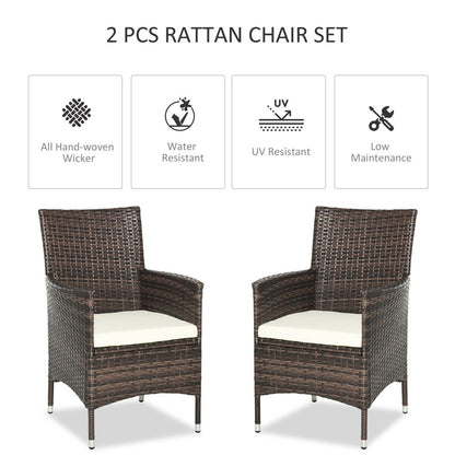 Stylish 2-Seater Outdoor Rattan Chair Set with Cushions & Armrests
