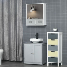 Load image into Gallery viewer, Grey Wall-Mounted Bathroom Mirror Cabinet with Double Storage Doors
