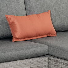 Load image into Gallery viewer, Stylish 3-Pc Grey Rattan Corner Sofa Set with Cushions &amp; Glass-Top Table

