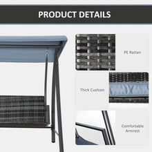 Load image into Gallery viewer, Luxurious 2-3 Seater Rattan Swing Chair with Canopy &amp; Removable Cushions
