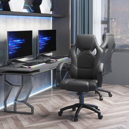 Executive Racing Swivel Gaming Office Chair PU Leather Computer Desk Chair Black