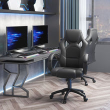 Load image into Gallery viewer, Executive Racing Swivel Gaming Office Chair PU Leather Computer Desk Chair Black
