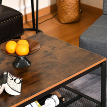 Load image into Gallery viewer, Stylish 2-Tier Coffee Table with Storage - Rustic Wood Grain &amp; Black Frame

