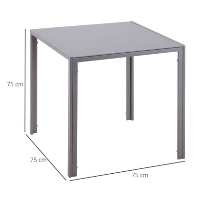 Chic Compact Square Dining Table with Glass Top & Sturdy Metal Frame