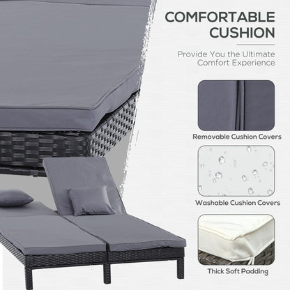 Adjustable Black Rattan Lounger Set - Ultimate Comfort for Sun-soaked Bliss