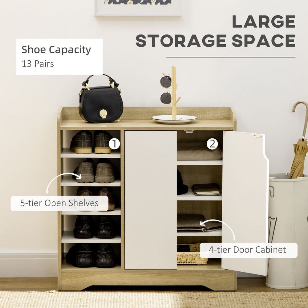 Elegant Shoe Storage Organizer with Double Doors & Versatile Shelving Solutions