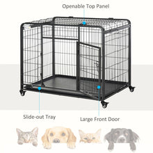Load image into Gallery viewer, Secure &amp; Spacious 78x109cm Metal Dog Cage with Locking Door &amp; Wheels
