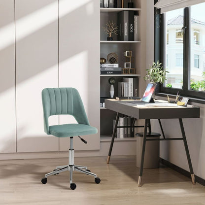 Elegant Green Velvet Scallop Office Chair - Stylish & Comfortable Swivel Design