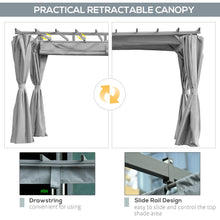 Load image into Gallery viewer, Outsunny 3.6x3m Aluminum Pergola Canopy with Retractable Curtains - Dark Grey

