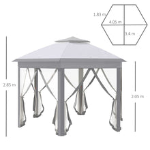 Load image into Gallery viewer, Versatile 3x3m Hexagonal Pop-Up Gazebo with Insect Mesh &amp; Roller Bag – Grey
