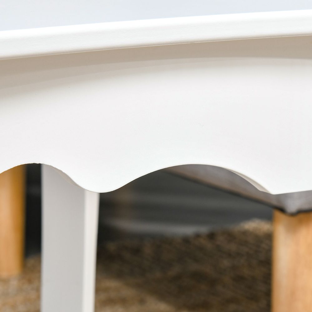 Modern White Coffee Table with Curved Legs & Storage Shelf - 94x44x42 cm