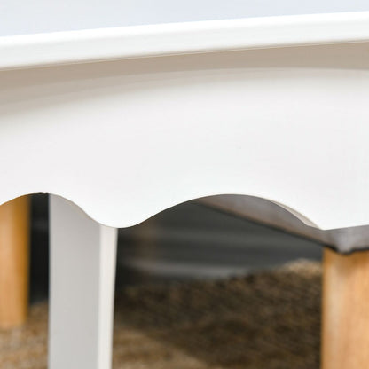 Modern White Coffee Table with Curved Legs & Storage Shelf - 94x44x42 cm