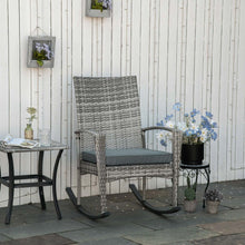 Load image into Gallery viewer, Modern Rattan Rocking Chair with Cushion - Light Grey Elegance for Your Garden

