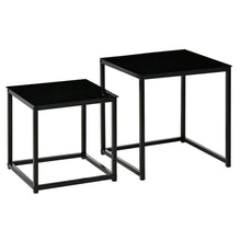 Load image into Gallery viewer, Elegant Nesting Side Tables Set with Tempered Glass Top - Modern Black Design
