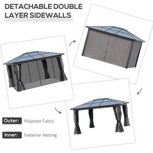 Load image into Gallery viewer, Outsunny 4x3.6m Hardtop Gazebo Canopy with Curtains &amp; Bug Netting
