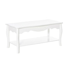 Load image into Gallery viewer, Modern White Coffee Table with Curved Legs &amp; Storage Shelf - 94x44x42 cm
