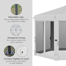Load image into Gallery viewer, Hexagonal 3.2m Pop-Up Gazebo with Mesh Walls &amp; Carry Bag - Light Grey Comfort
