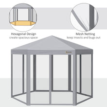 Load image into Gallery viewer, Versatile 3x3m Hexagonal Pop-Up Gazebo with Insect Mesh &amp; Roller Bag – Grey
