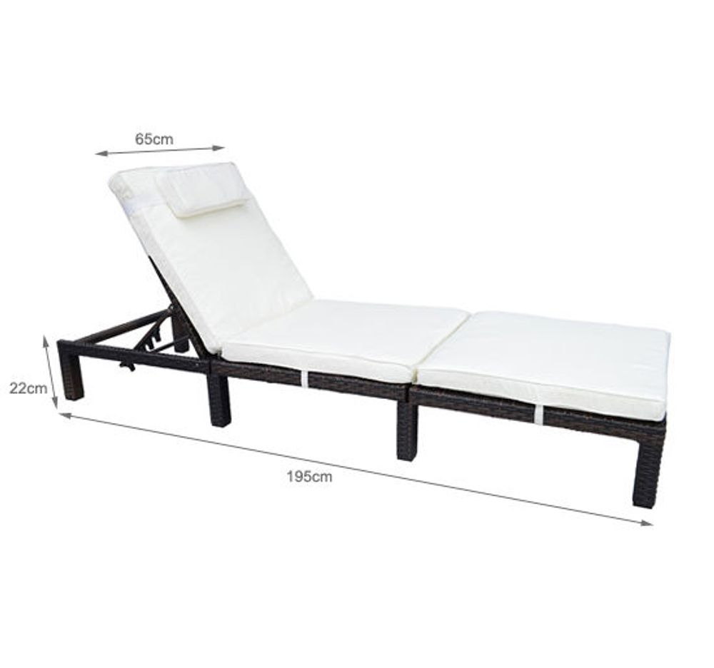 Premium Rattan Sun Lounger Bed - Weatherproof Comfort for Year-Round Relaxation