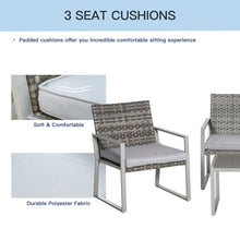 Load image into Gallery viewer, Stylish 4-Piece Grey Rattan Outdoor Seating Set for Ultimate Comfort

