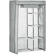 Load image into Gallery viewer, Light Grey Portable Fabric Wardrobe with 6 Shelves &amp; Hanging Rail - Multi-Storage
